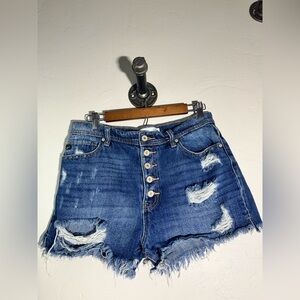 KanCan Dark Wash Distressed Shorts 100% Cotton Size 28